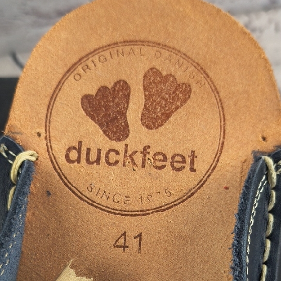 Duckfeet Navy Blue Leather Clogs BLåVAND SOLD OUT Unisex 41 Men's 8.5 Women's 10 - Picture 2 of 9